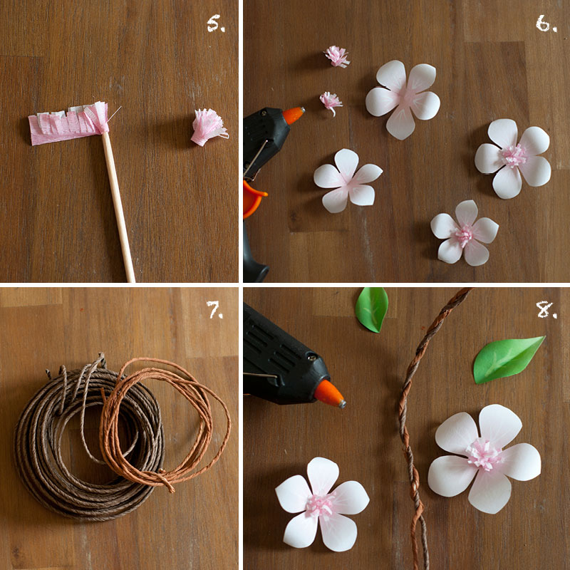 DIY Tischgirlande mit Ppaierblüten